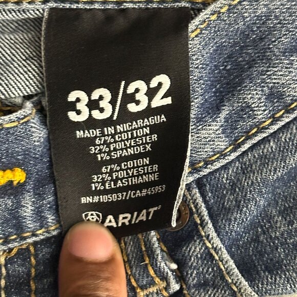 Ariat Rebar M4 Lowrise Boot Distressed Paint Western Denim Jean Pant Men 33/32 - Picture 7 of 16